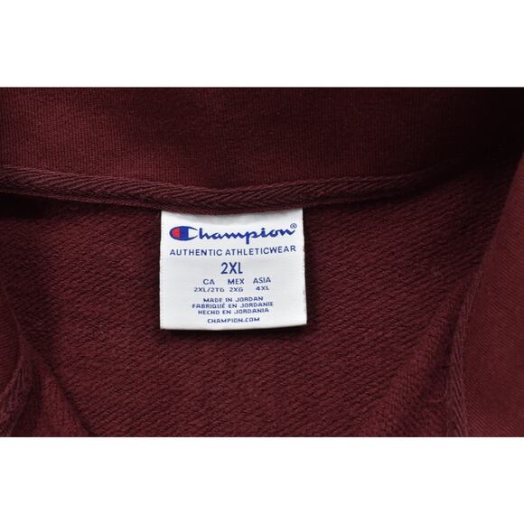 Champion Men's Quarter Zip Pullover Sweatshirt Maroon Red Szize 2XL Cotton Blend - Picture 8 of 8